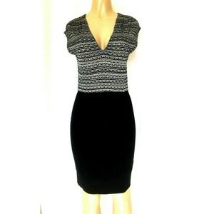 Iisli Dress Wool Sheath Black Gray Metallic Cap Sleeve S Sheath Knee Len…